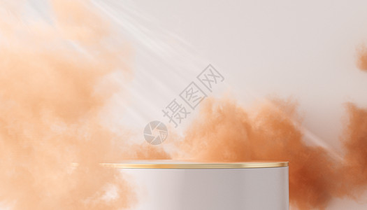 加湿器烟雾简约纯色光影展台背景设计图片