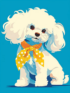 白色卷卷的白色毛发可爱的卡通小狗背景图片