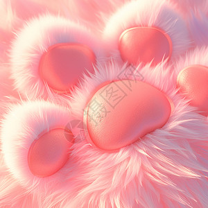 小猫爪毛茸茸软软可爱的粉色卡通毛爪插画