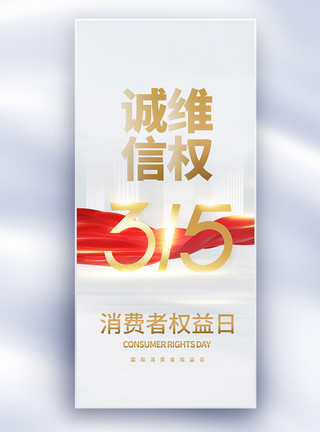 315国际消费者权益日海报白金大气315国际消费者权益日长屏海报模板