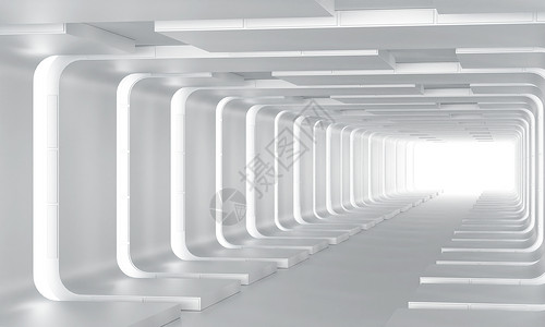 未来隧道3D简洁空间建筑场景设计图片