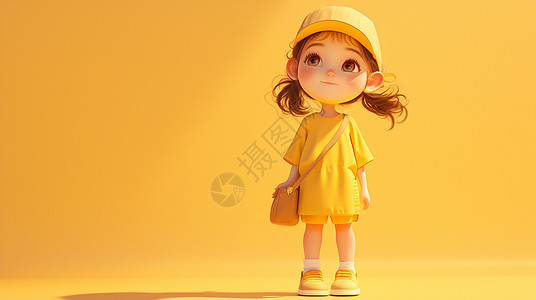 一个戴着帽子可爱的卡通小女孩背景图片