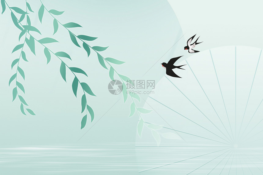 春色燕子背景图片