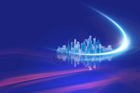 大气城市背景图蓝色商务城市GIF高清图片