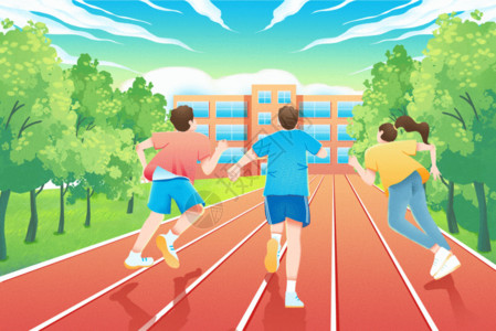 校园操场跑道奔跑运动的少年GIF高清图片