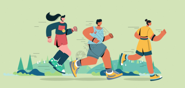跑步的女健康跑步运动健身扁平风GIF高清图片