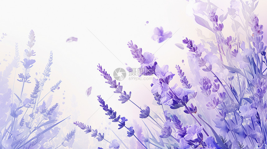 紫色唯美的卡通薰衣草花图片