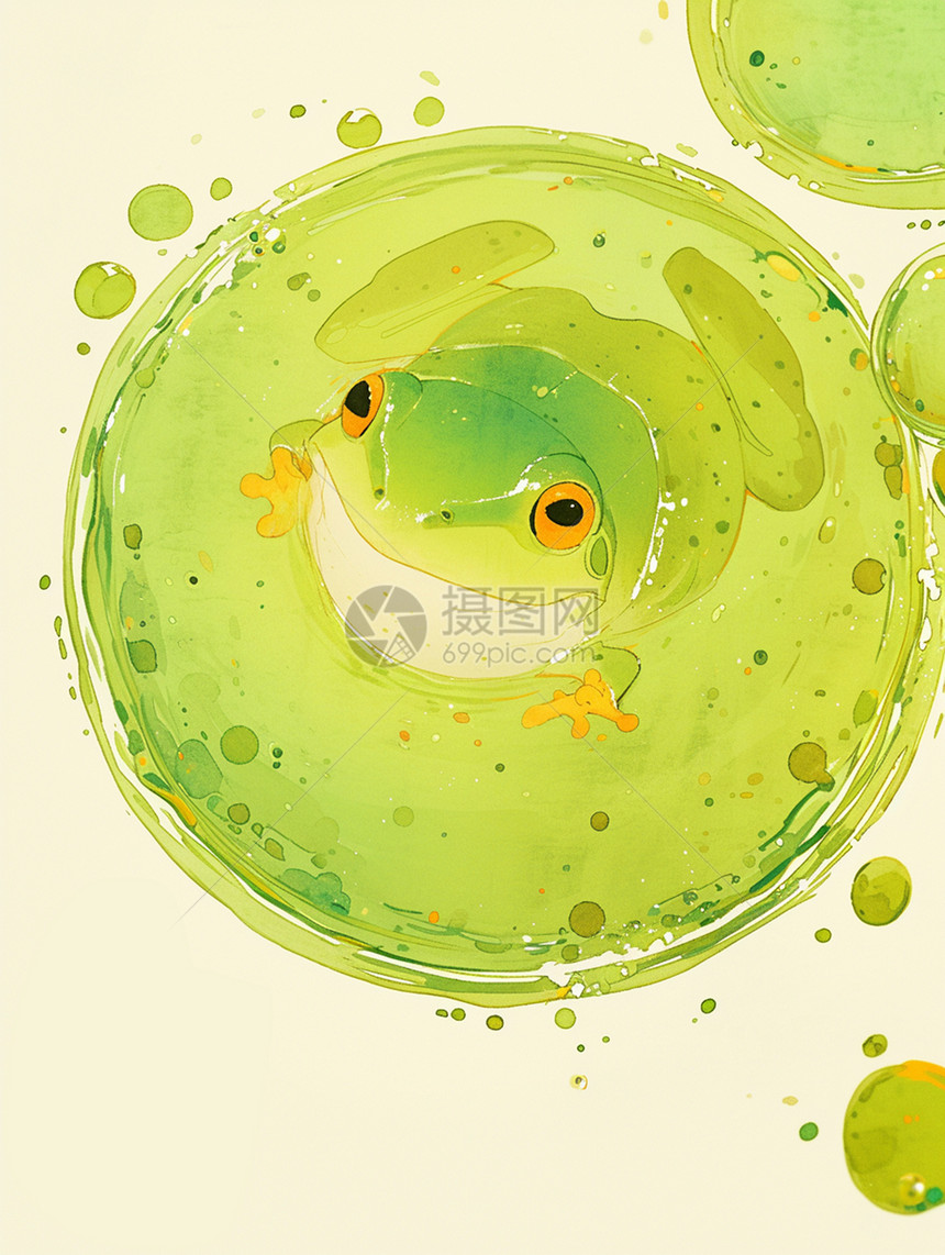 一只绿色可爱的卡通小青蛙图片