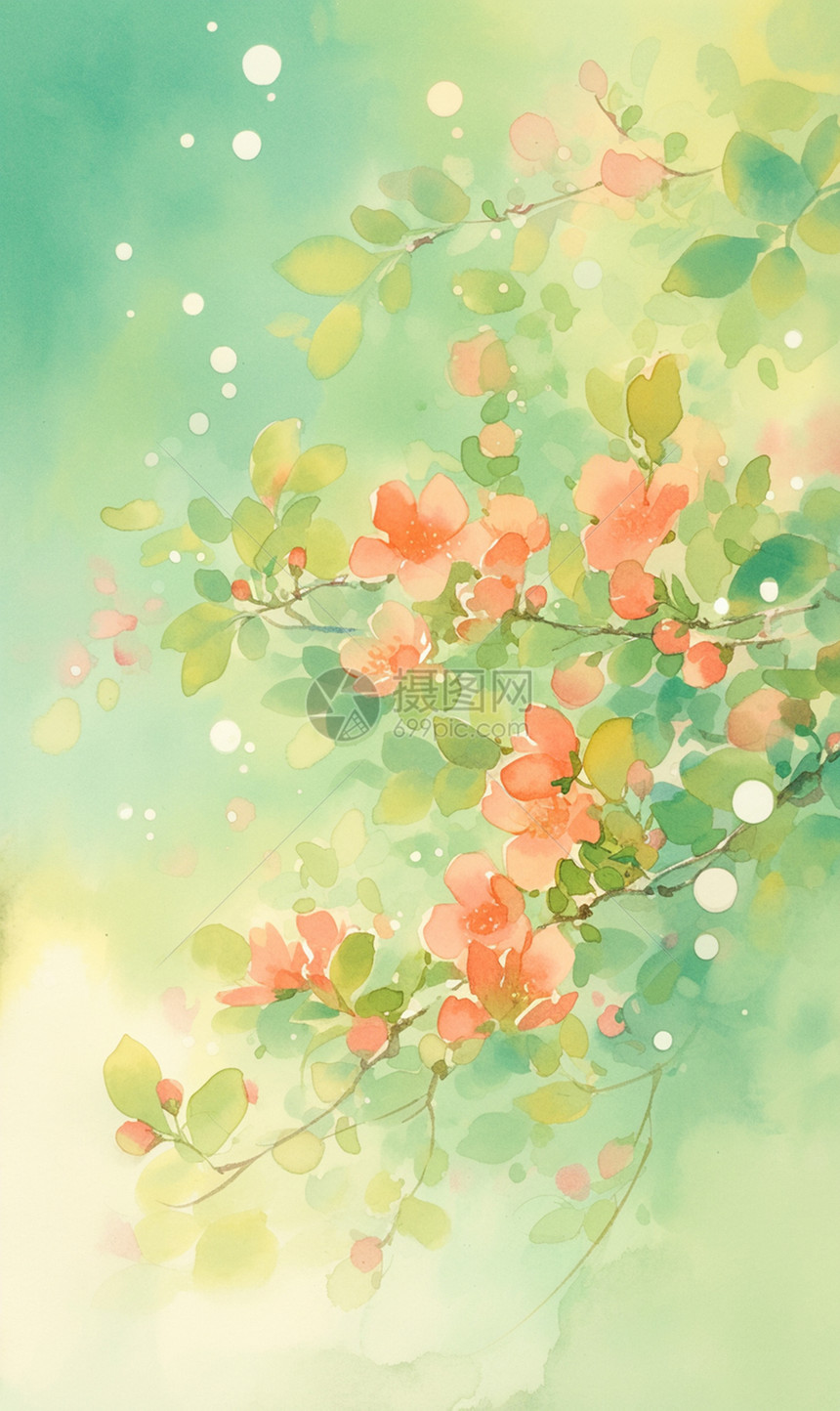 春天=一簇盛开的卡通小花梦幻唯美图片