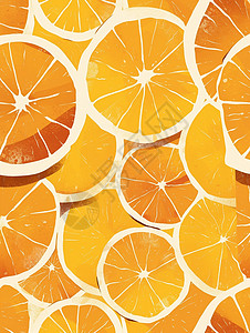 橙色水果橙色诱人的卡通橙子背景插画