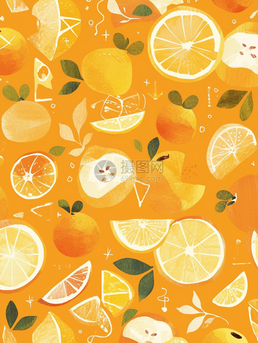 美味诱人的卡通橙子背景图片