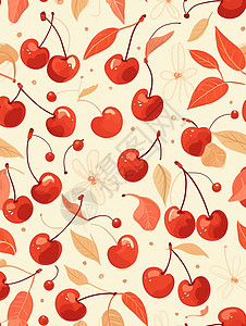 樱桃可爱的卡通水果背景背景图片