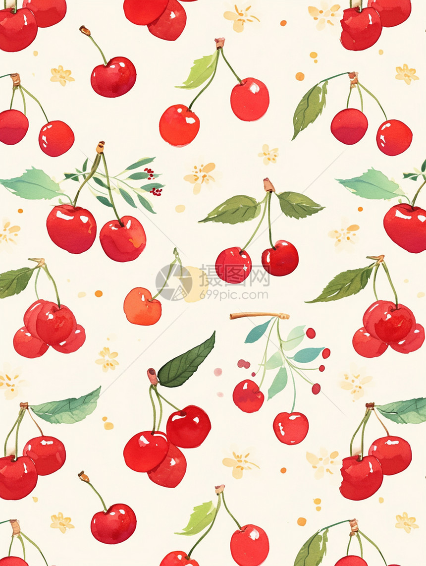 红色樱桃可爱的水果背景图片