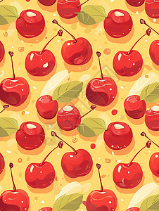 红色樱桃樱桃可爱的卡通水果背景插画