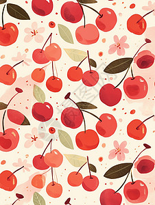 红色可爱的卡通水果背景背景图片