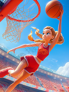 正在赛场打篮球的年轻女孩背景图片