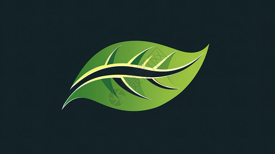 绿色环保标志扁平叶子的标志插画