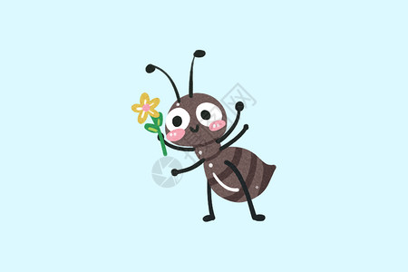 看蚂蚁素材手绘卡通手账贴纸素材昆虫蚂蚁插画