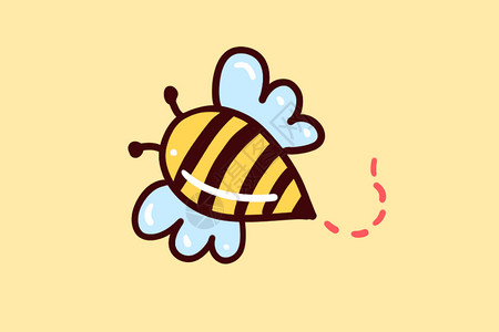 手绘卡通手账贴纸素材蜜蜂背景图片