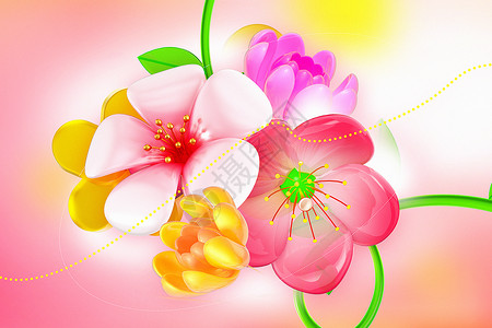 3D立体春季赏花背景背景图片