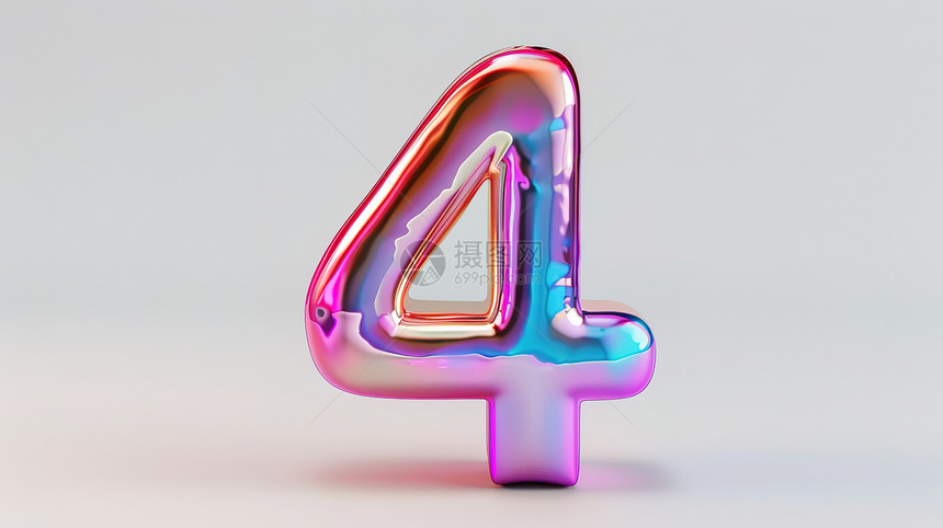 数字4创意炫彩彩虹3D图片