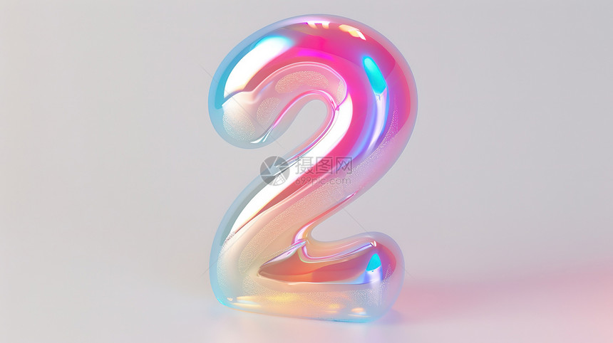3D炫彩彩虹创意数字2图片