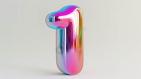 极简主义背景3D彩虹创意数字1插画