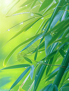 唯美的绿色卡通竹林背景图片
