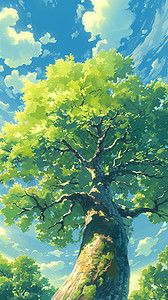高大绿色的古树背景图片