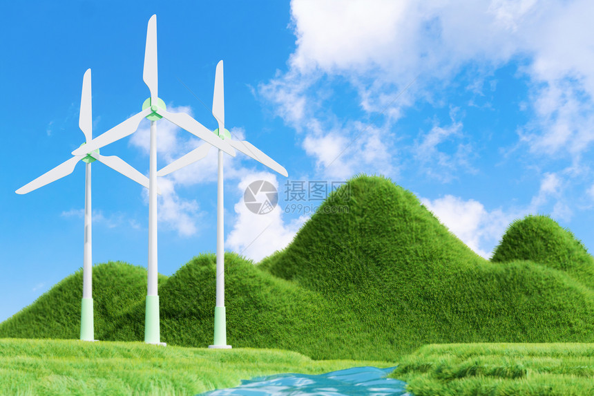 草地上的电力风车图片