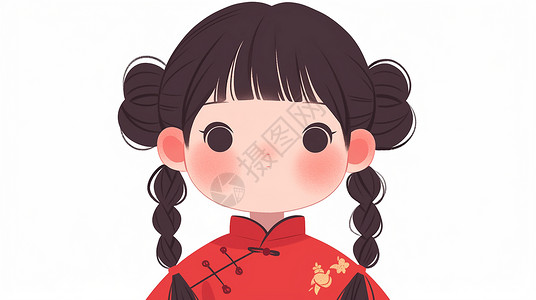 娜扎扎丸子头可爱的卡通小女孩插画