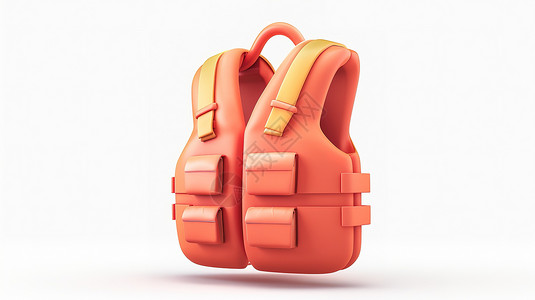 橙色3D救生衣3D图标插画
