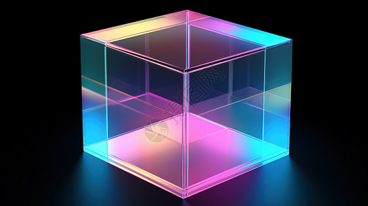 彩色方块正方形图标全息插画
