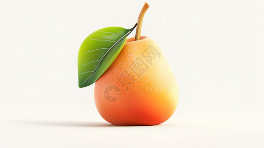 立体梨子水果3D图标背景图片