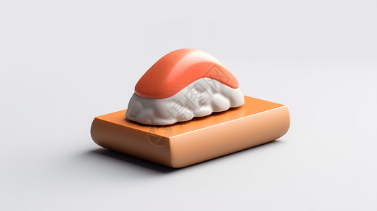 饭卷日式料理寿司立体3D图标插画