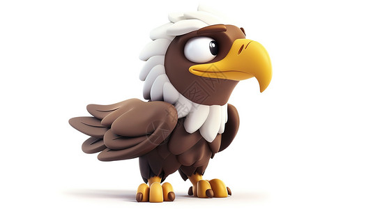 卡通鸟类老鹰3D立体图标插画