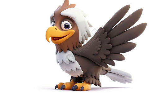 卡通鸟类立体老鹰3D图标插画