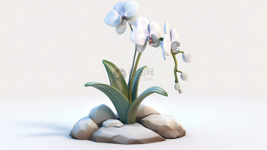 立体兰花3D图标图片