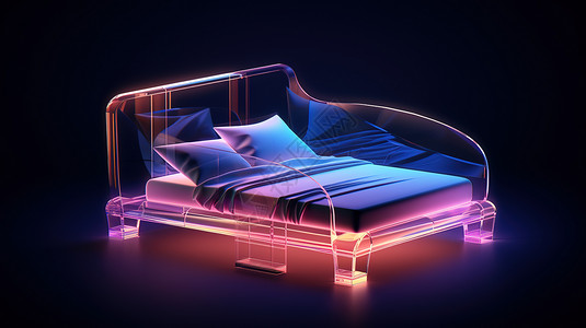 智能家居卧室床立体3D图标高清图片