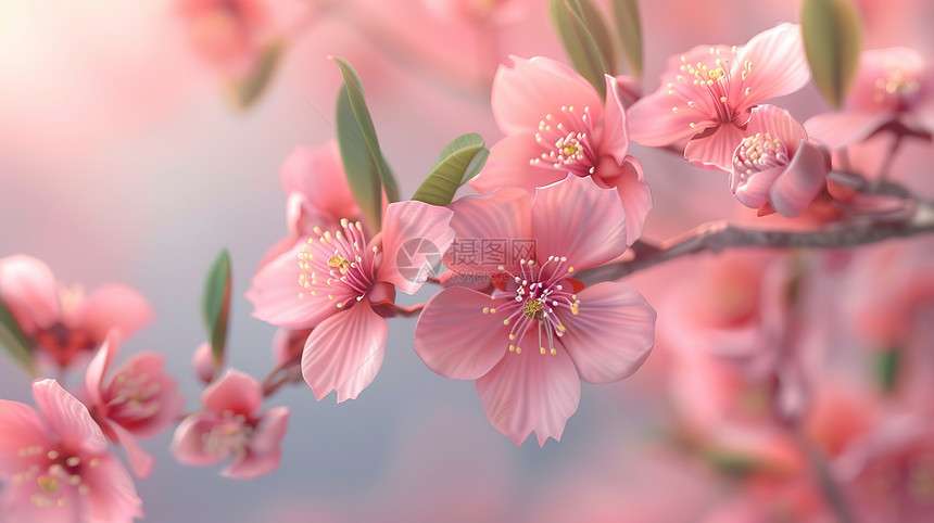浪漫春天的桃花图片