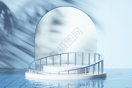 透明泳池极简水面展台设计图片
