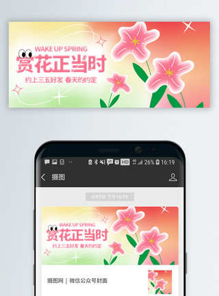 赏樱展板赏花进行时微信封面设计模板