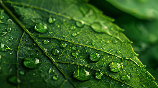 叶子上几滴雨珠背景图片