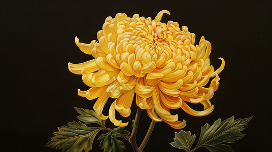 盛开的菊花盛开的黄色美丽的菊花插画