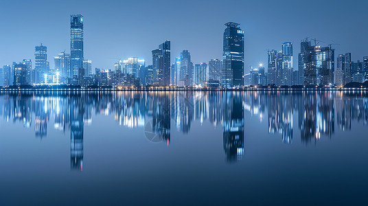 城市大厦夜景夜晚繁华的夜景插画