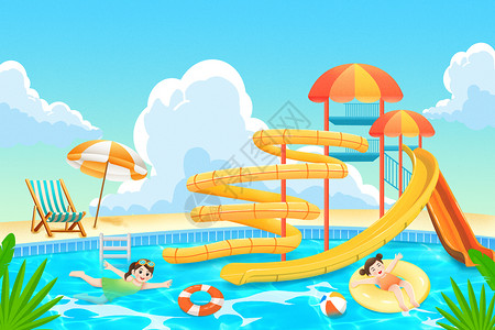 夏天水上乐园游泳背景图片