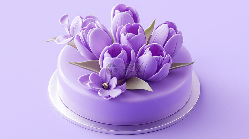 紫色浪漫美味的蛋糕甜品图片