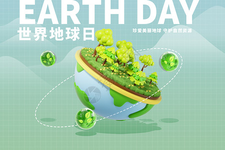 可爱的绿色星球世界地球日绿色创意地球设计图片
