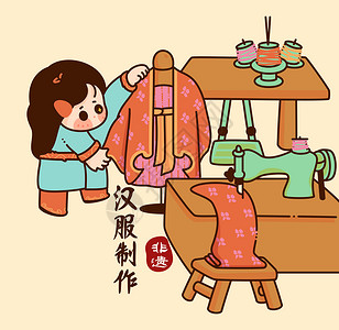 中国非遗文创传统手工艺术汉服制作背景图片