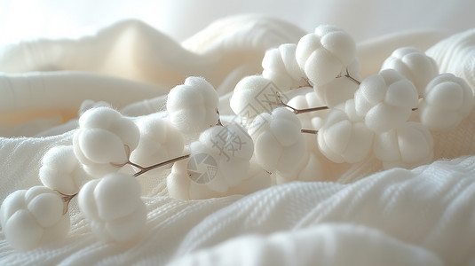 白色纯棉棉花和布料棉制品插画